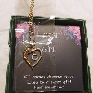 Horse girl Initial C necklace 18"-20" length